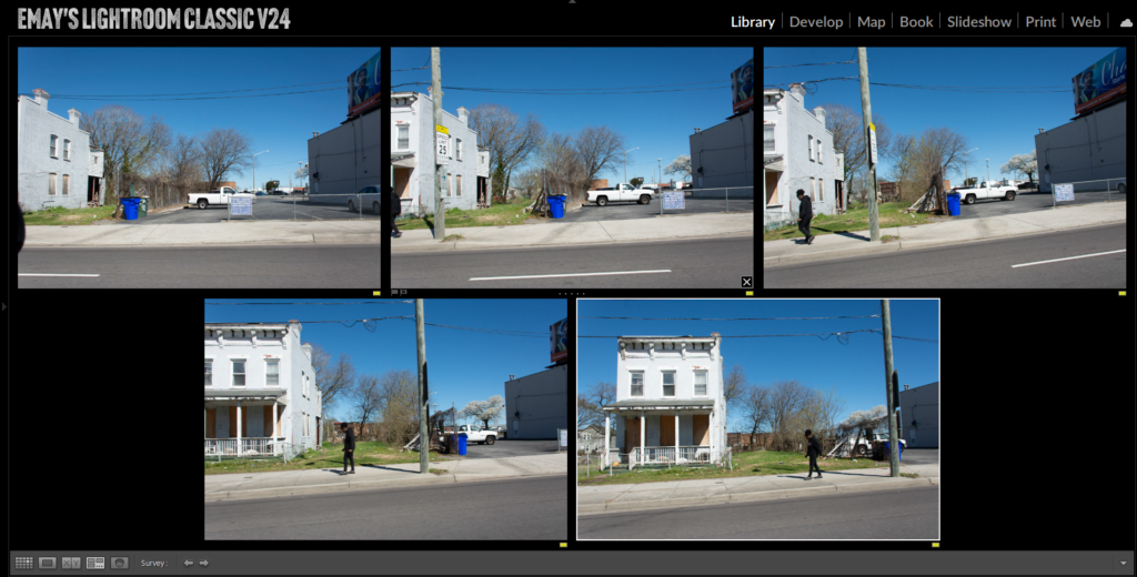 Five frame example of blind shooting Five frame example of blind shooting from passenger side window. A woman walking down a sidewalk